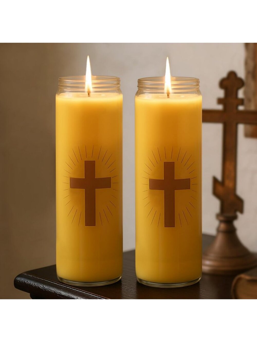 7-Day Beeswax Prayer Candles in Glass - Eco-Friendly, Spiritual Home Decor